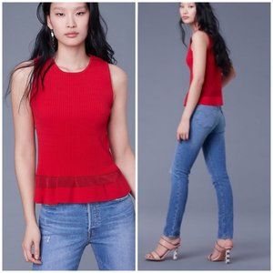 DVF Peplum Hem  Knit Sleeveless Ribbed Tank Top